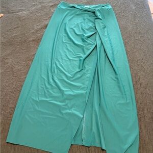 Chic Teal Swim Coverup Swim Skirt Long Leg Slit